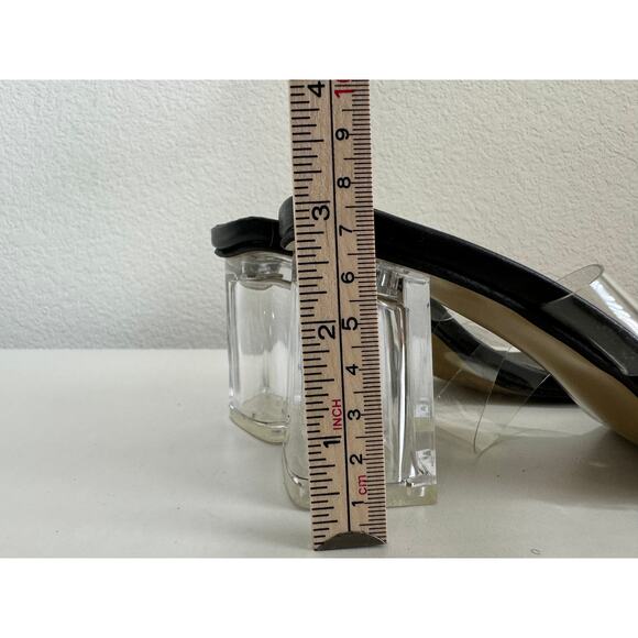 NWOT ComeShun Low Block Heels Mules Two Transparent Band Square Toe Pumps 8 - Picture 2 of 9